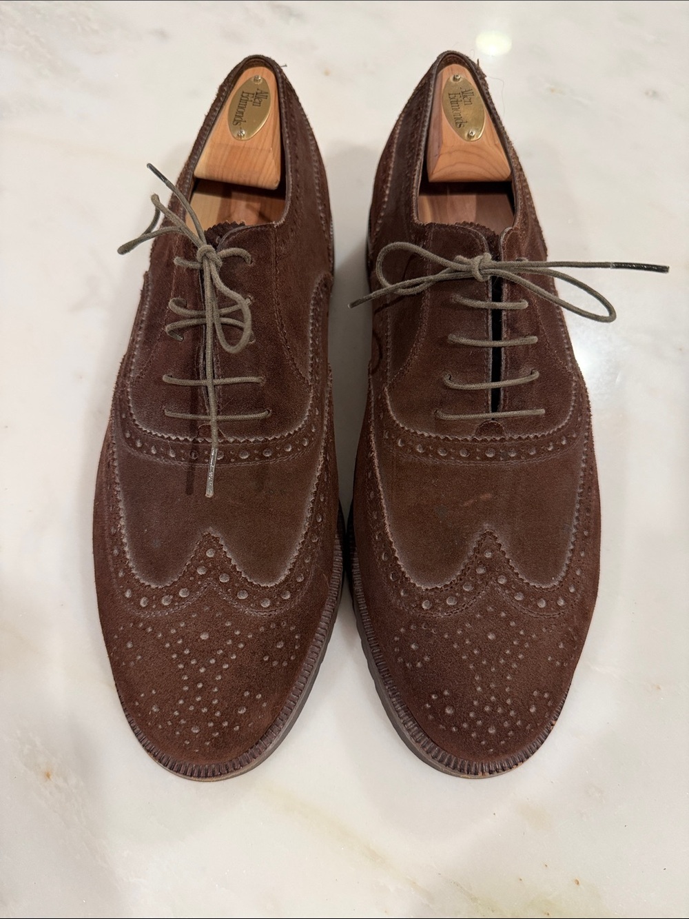 Salvatore Ferragamo Brown Suede Wingtip Oxfords